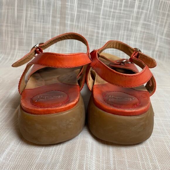 DANSKO Womens 10.5 EU Size 41 Red Leather Ankle Strap Sandals Flats - Picture 6 of 8